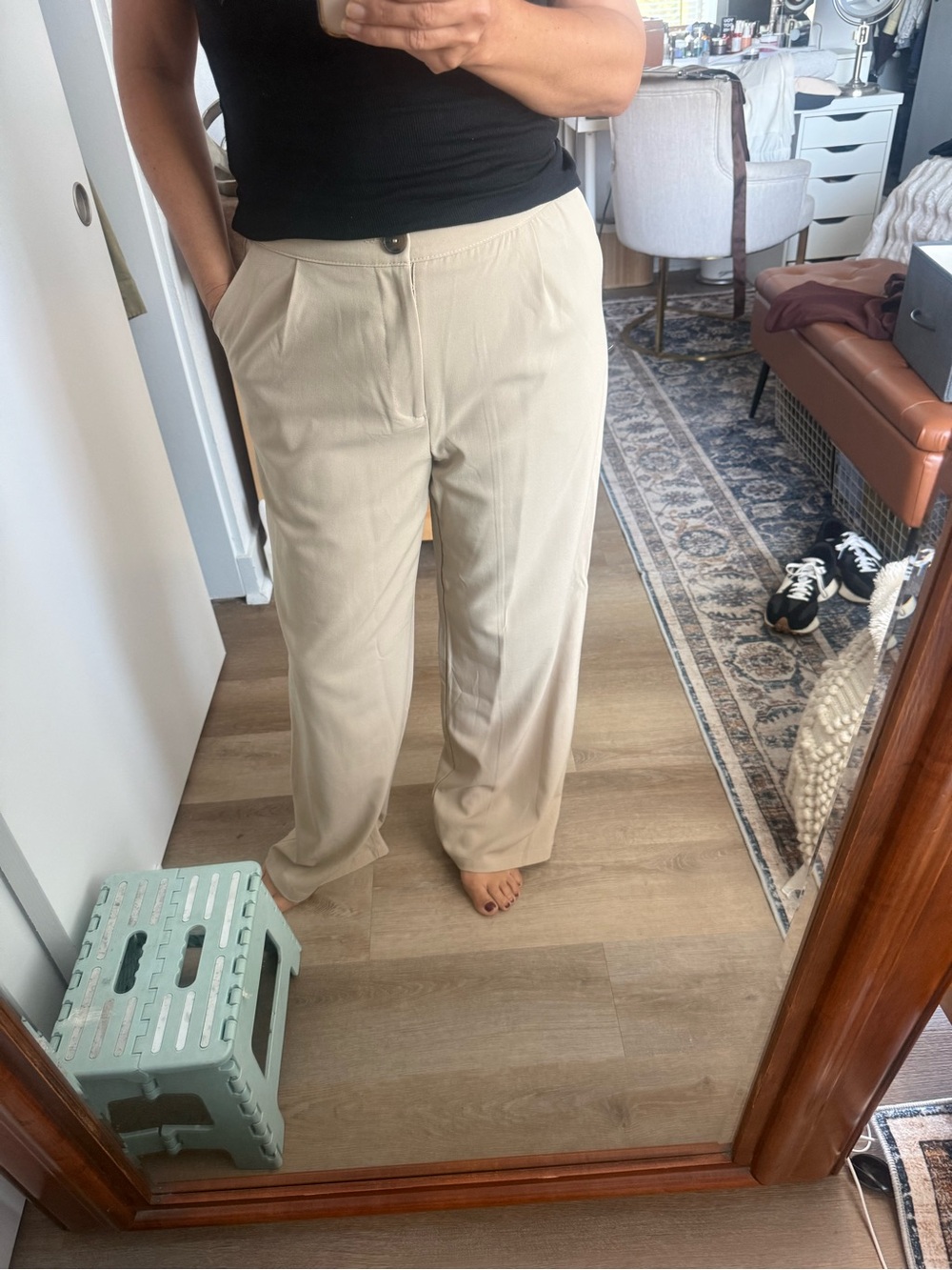 Ambiance Beige Wide-Leg Dress Pants